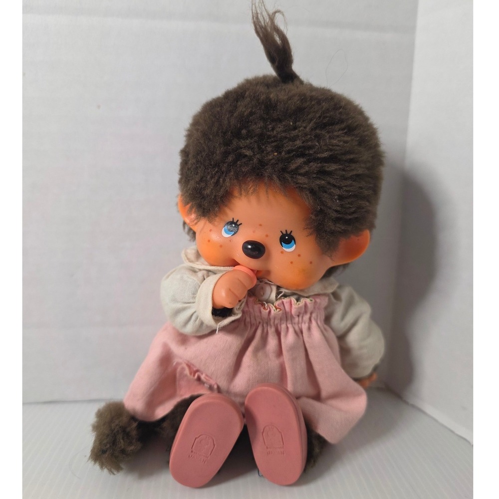Sekiguchi Monchhichi Plush 8in Pink Brown Fair Vintage Japan Monkey Doll
